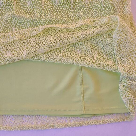 Peter Nygard Womens Yellow Crochet Short Sleeve Top With Matching Tank Petite Me - Picture 5 of 10